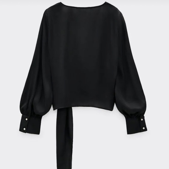 Zara Satin Effect Wrap Blouse - Picture 4 of 9